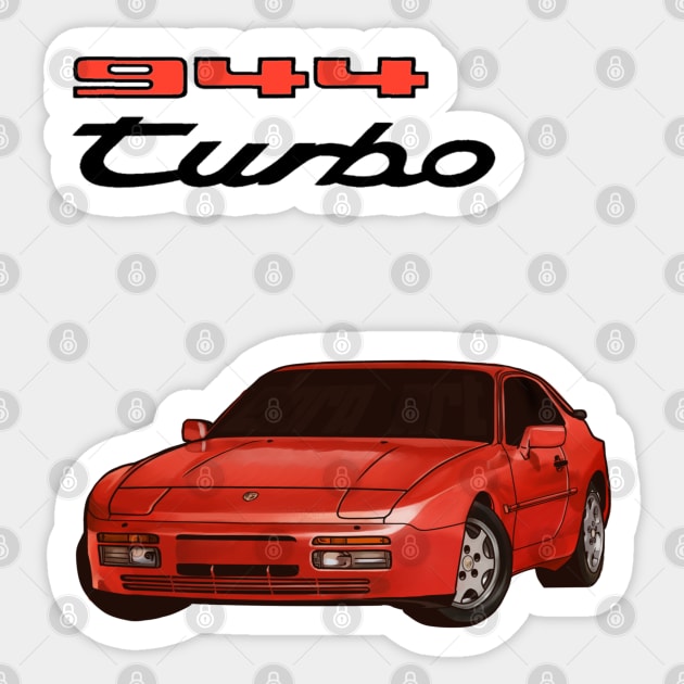 Red 944 Turbo Sticker by Elara Art Design